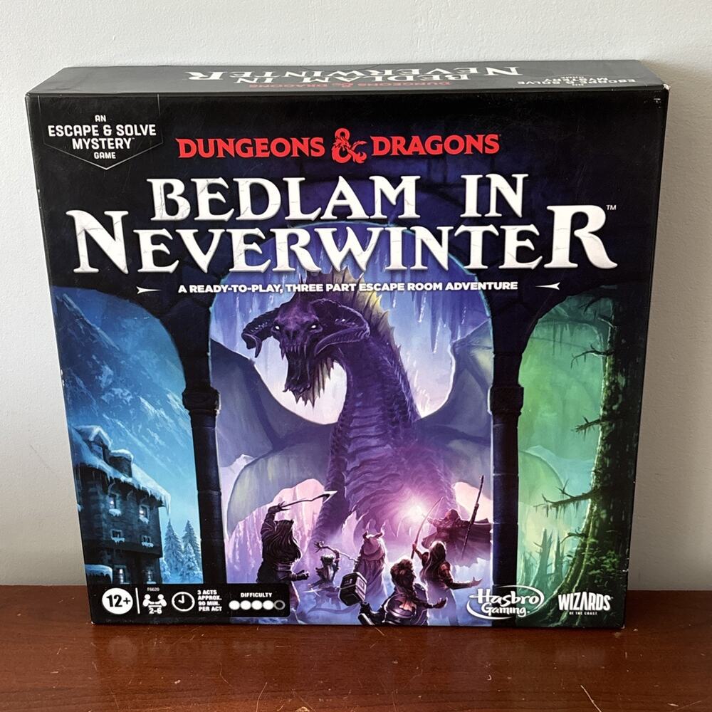 Dungeons & Dragons Bedlam in Neverwinter New Hasbro Escape & Solve Mystery Game